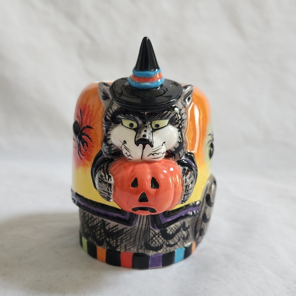 Fitz & Floyd Kitty Witches Halloween Cat Candle Holder